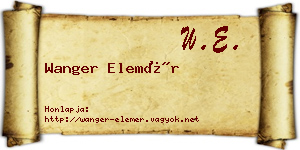 Wanger Elemér névjegykártya